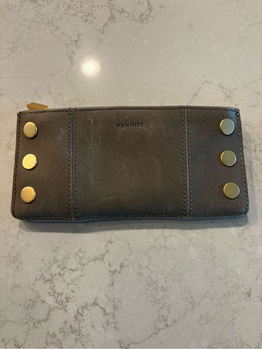 Hammitt Pewter Leather Wallet with Gold-Tone Studs